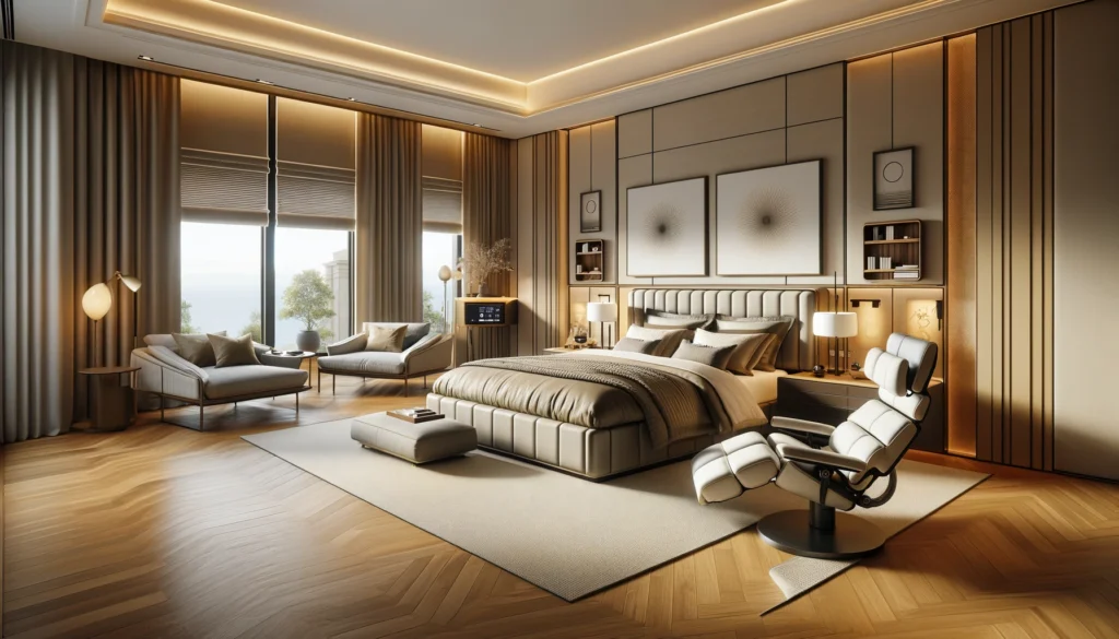 Sophisticated bedroom comfort with style Home Automation.